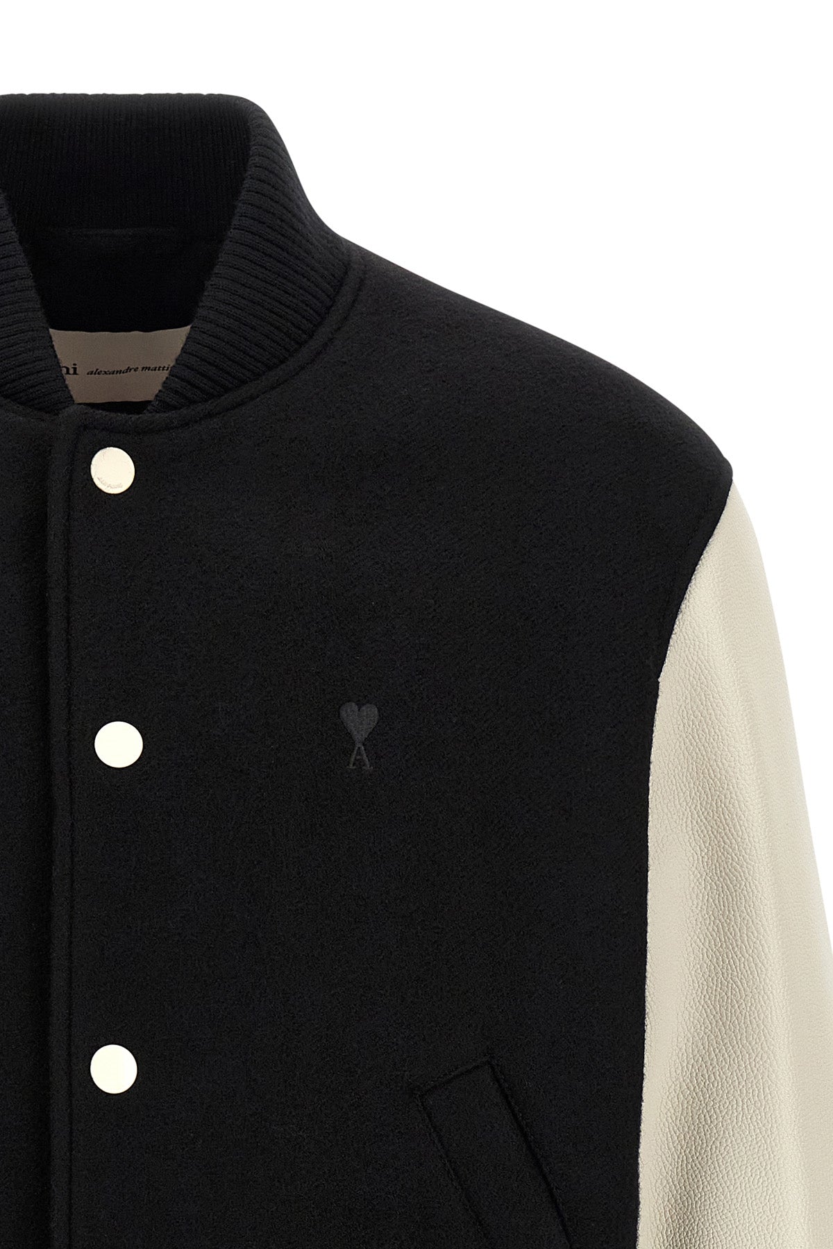 the ami paris teddy bomber jacket features a classic construction that