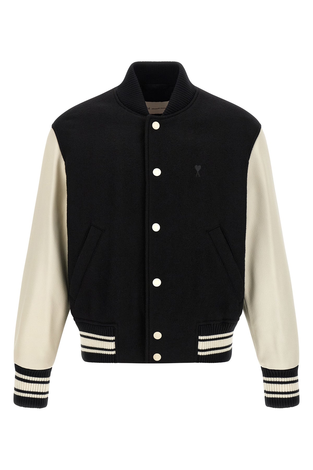 the ami paris teddy bomber jacket features a classic construction that