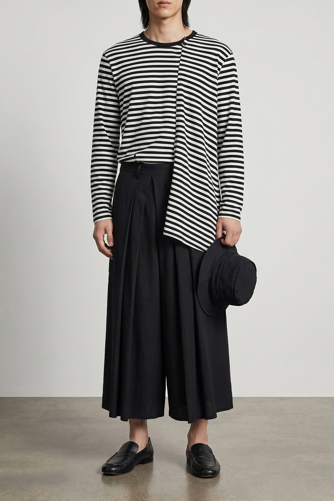 YOHJI YAMAMOTO 3 paneled striped cotton jersey sweater
