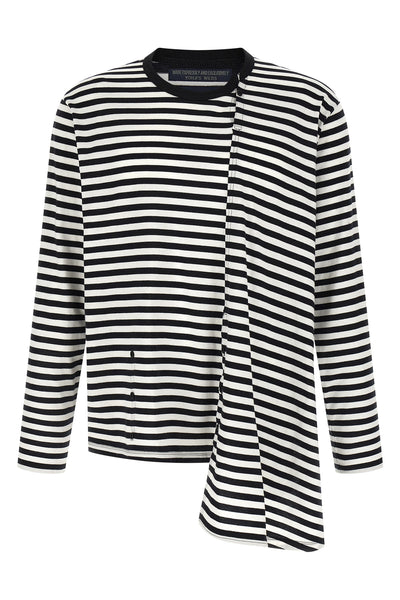 paneled striped cotton jersey sweater