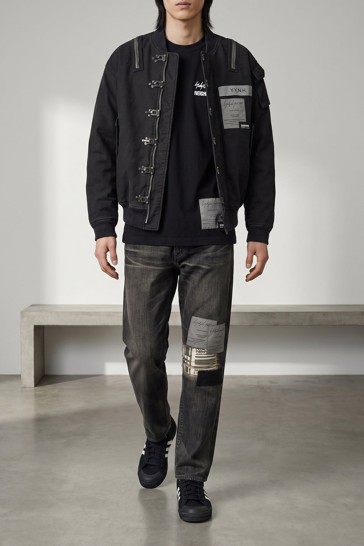 yohji yamamoto × neighborhood a-1 deck jacket in durable cotton piqué fabric