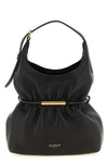 the balmain lambskin handbag redefines volumes through a sculptural and softly d