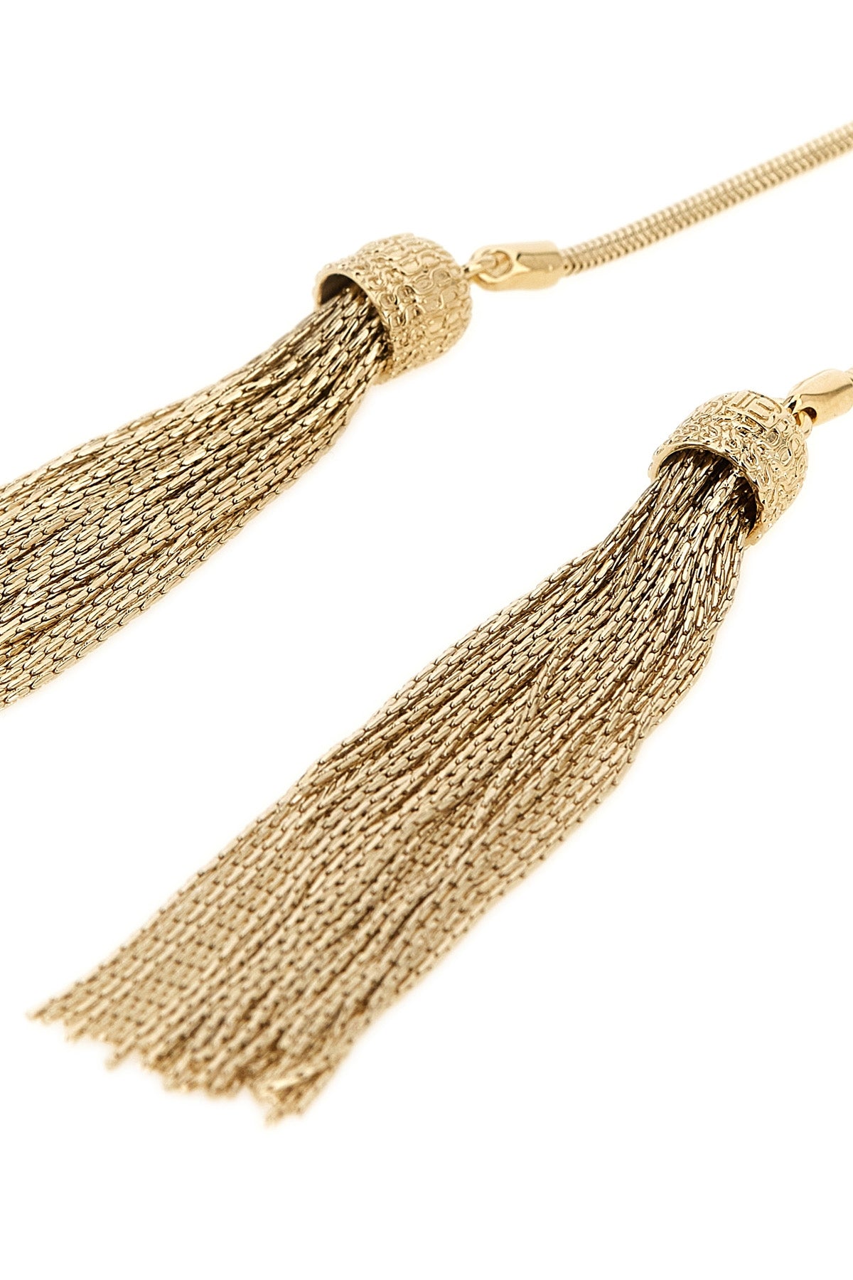 the balmain long necklace is distinguished by a golden metal snake chain constru
