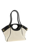 the balmain media tote shopping bag features a structured silhouette defined b