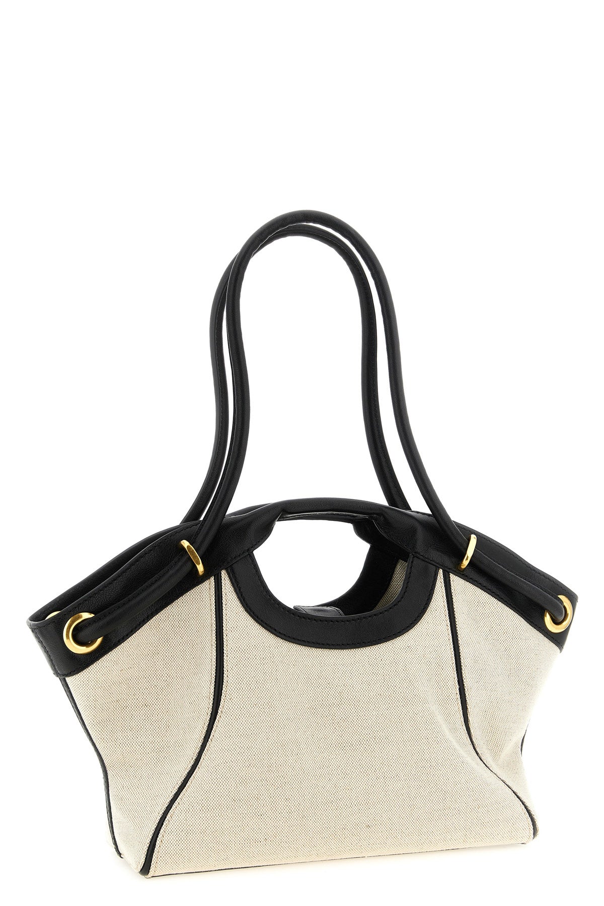 the balmain media tote shopping bag features a structured silhouette defined b