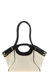 the balmain media tote shopping bag features a structured silhouette defined b