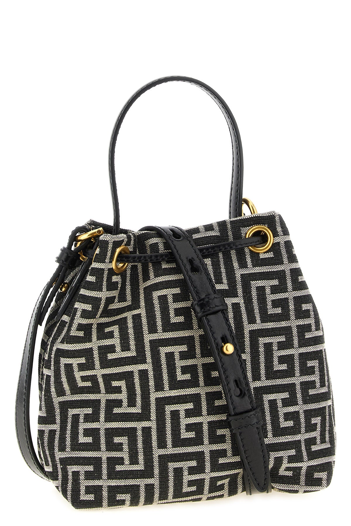 the balmain pulse mini bucket bag is distinguished by a structured silhouette