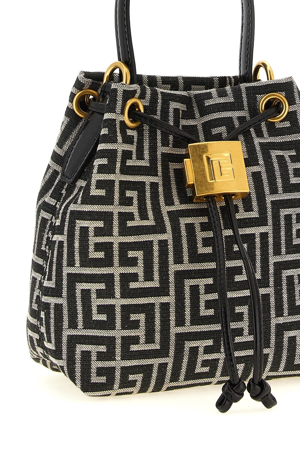 the balmain pulse mini bucket bag is distinguished by a structured silhouette