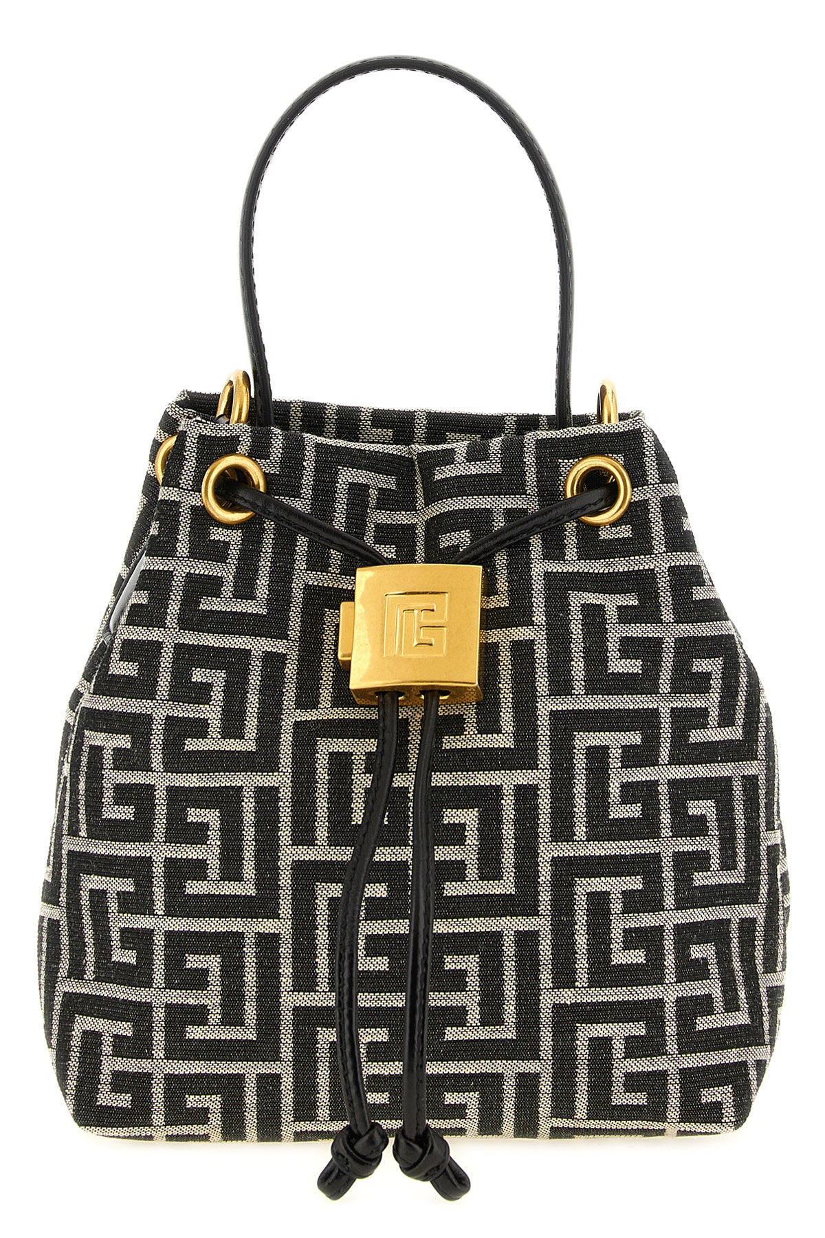 the balmain pulse mini bucket bag is distinguished by a structured silhouette