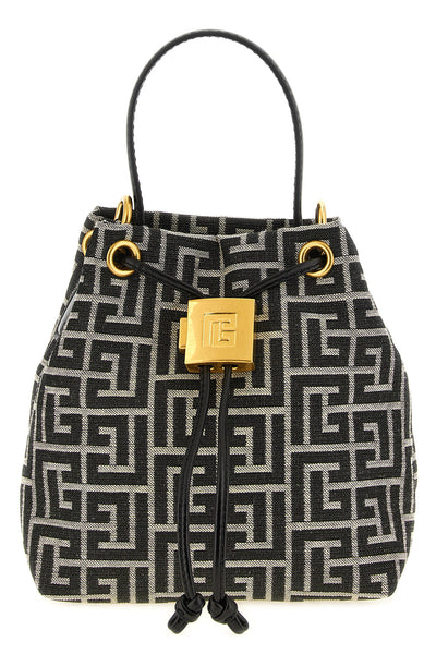 the balmain pulse mini bucket bag is distinguished by a structured silhouette