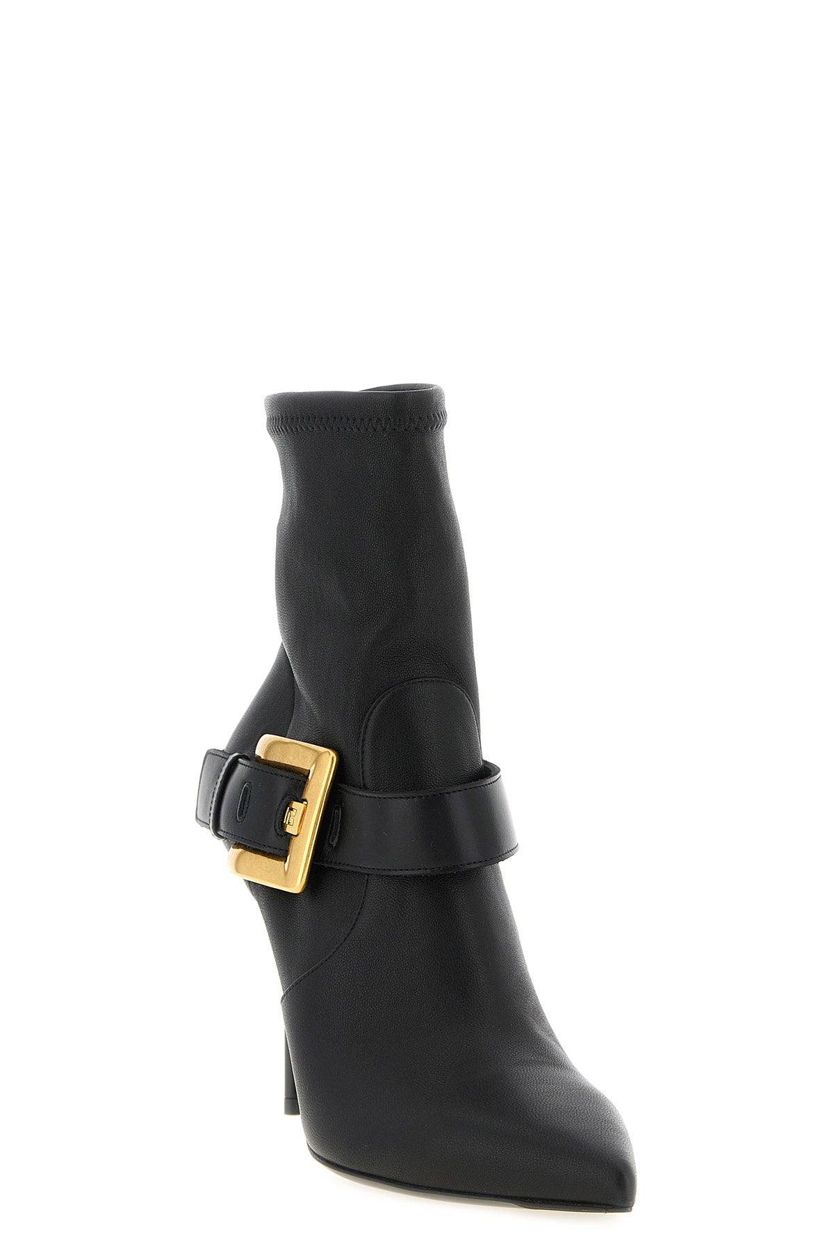 balmain ankle boots in soft stretch lambskin leather and shiny calf leather defi