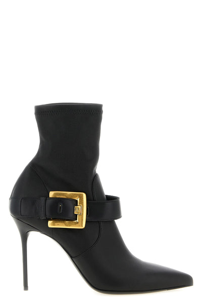 balmain ankle boots in soft stretch lambskin leather and shiny calf leather defi