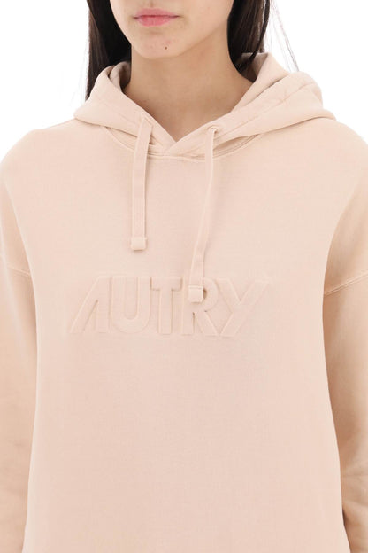 embossed logo hoodie