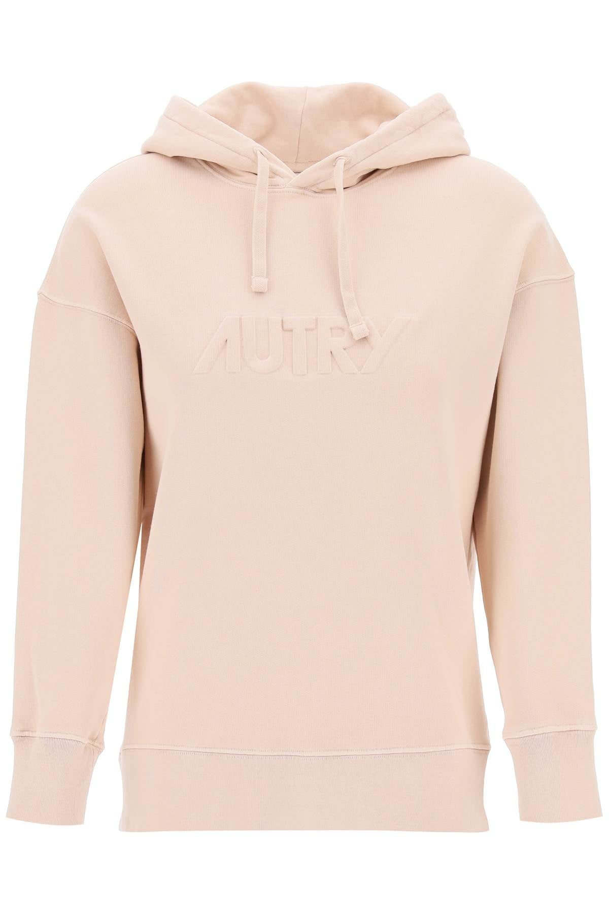 embossed logo hoodie