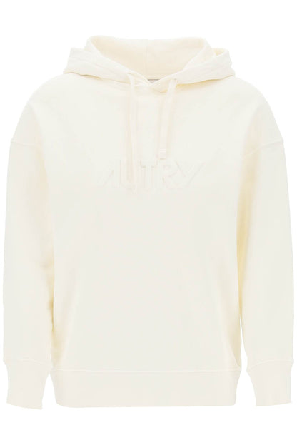 embossed logo hoodie