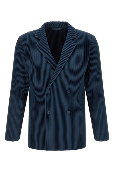 tailored pleats 1 double-breasted blazer in pleated fabric
