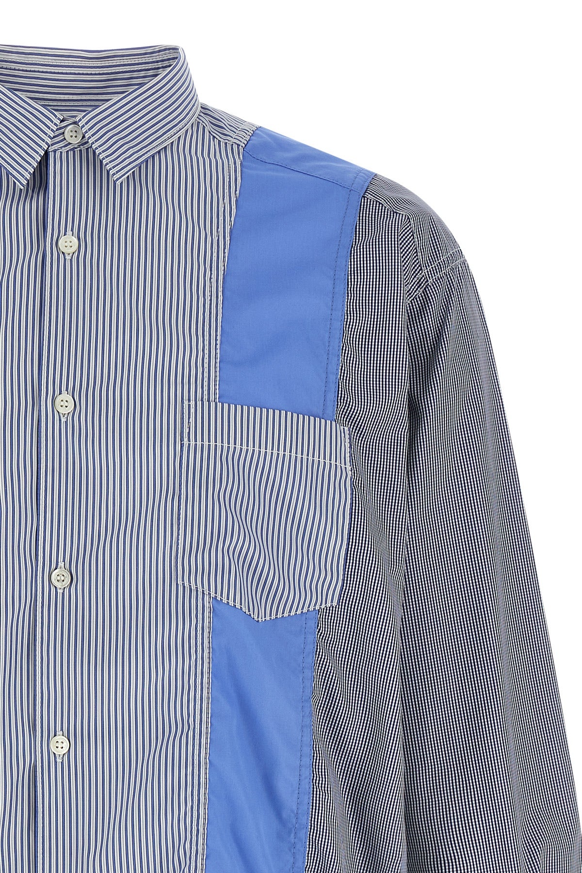 patchwork patterned cotton poplin shirt