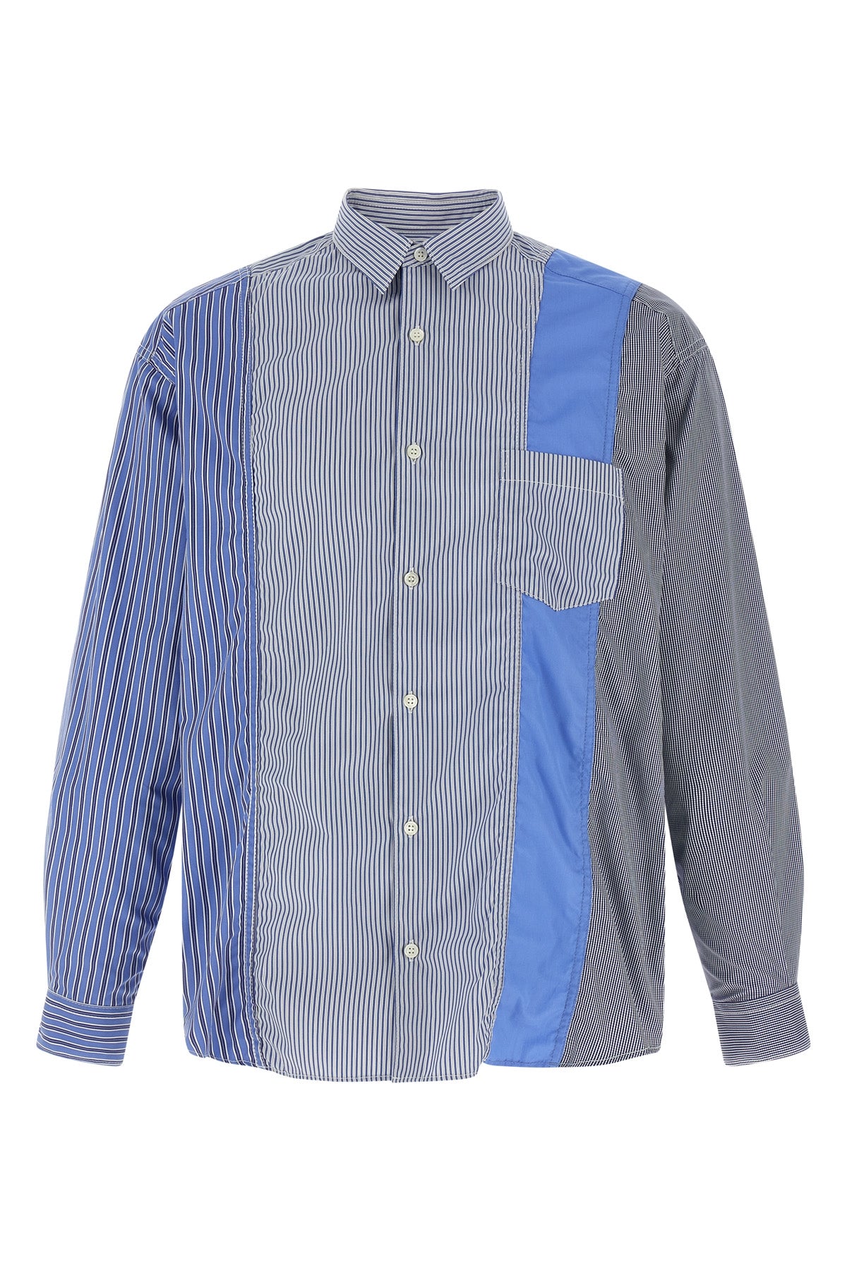 patchwork patterned cotton poplin shirt
