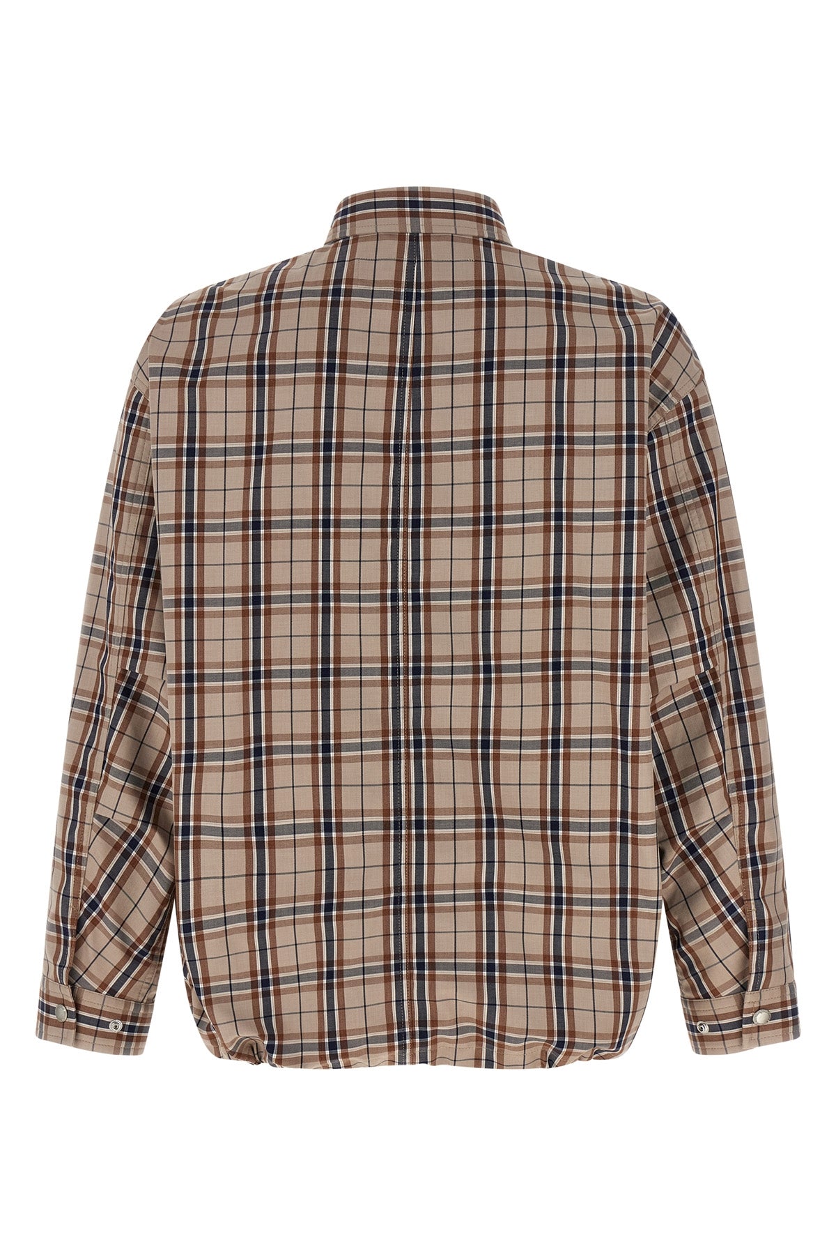 check-print cotton blend overshirt