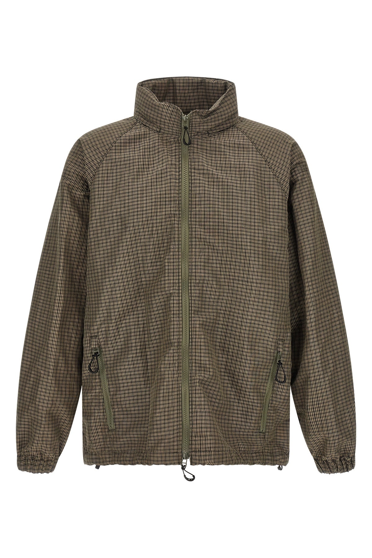 vichy micro check patterned linen blend anorak