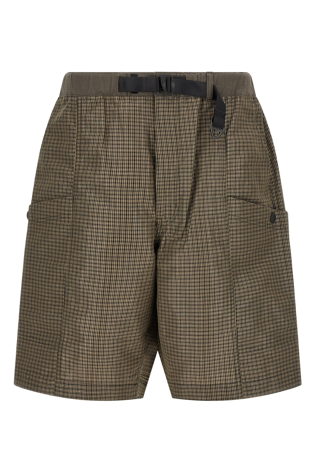 COMME DES GAR?ONS HOMME L vichy micro check pattern linen blend bermuda shorts