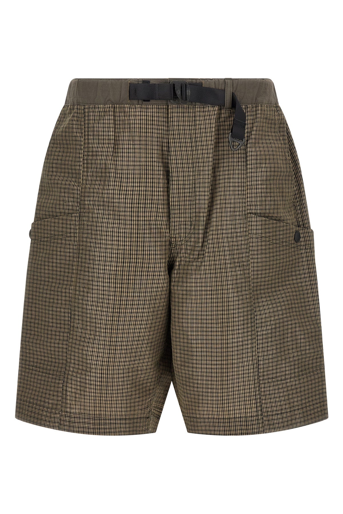 vichy micro check pattern linen blend bermuda shorts