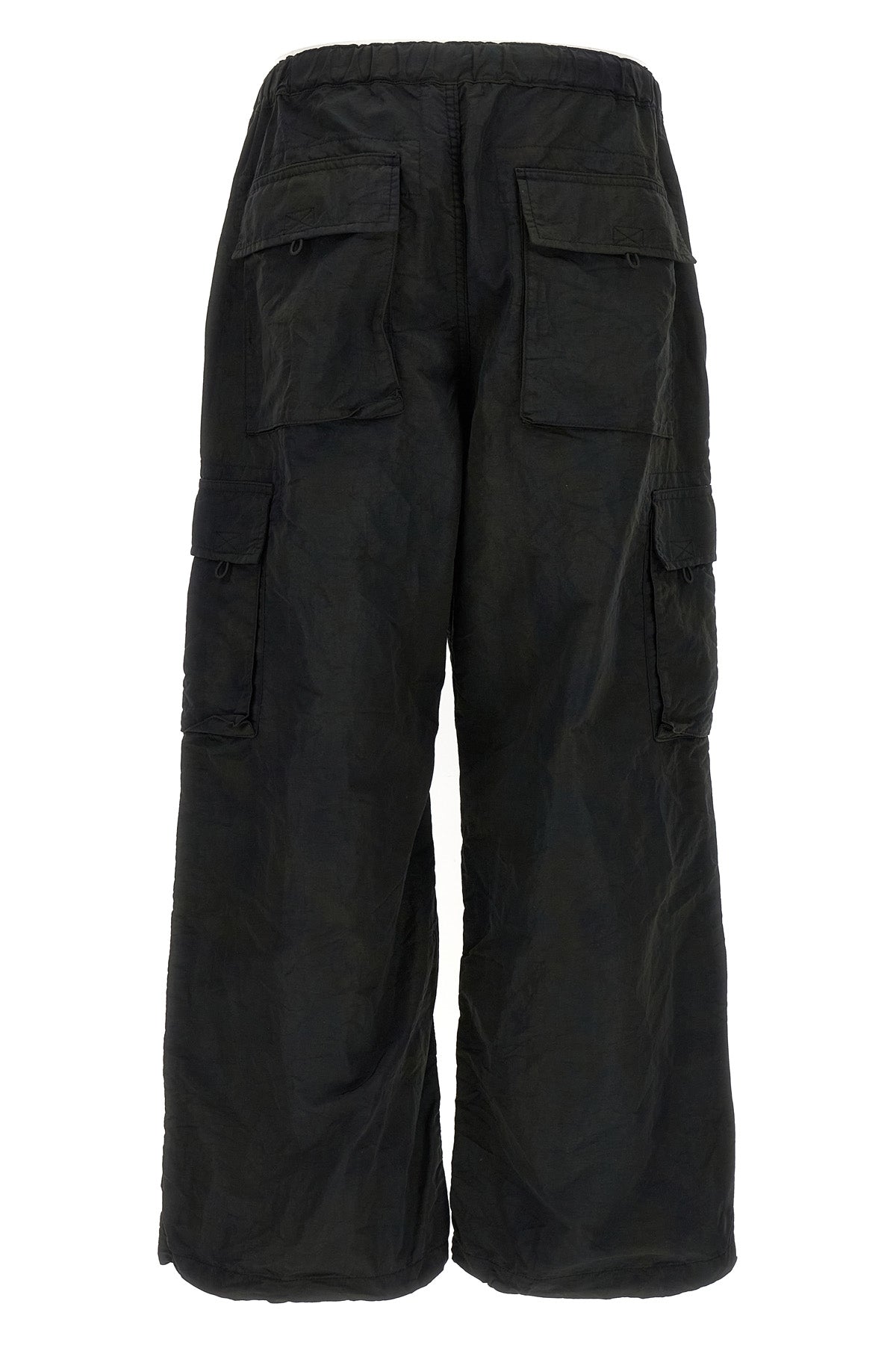 cargo pants in shiny wrinkled fabric