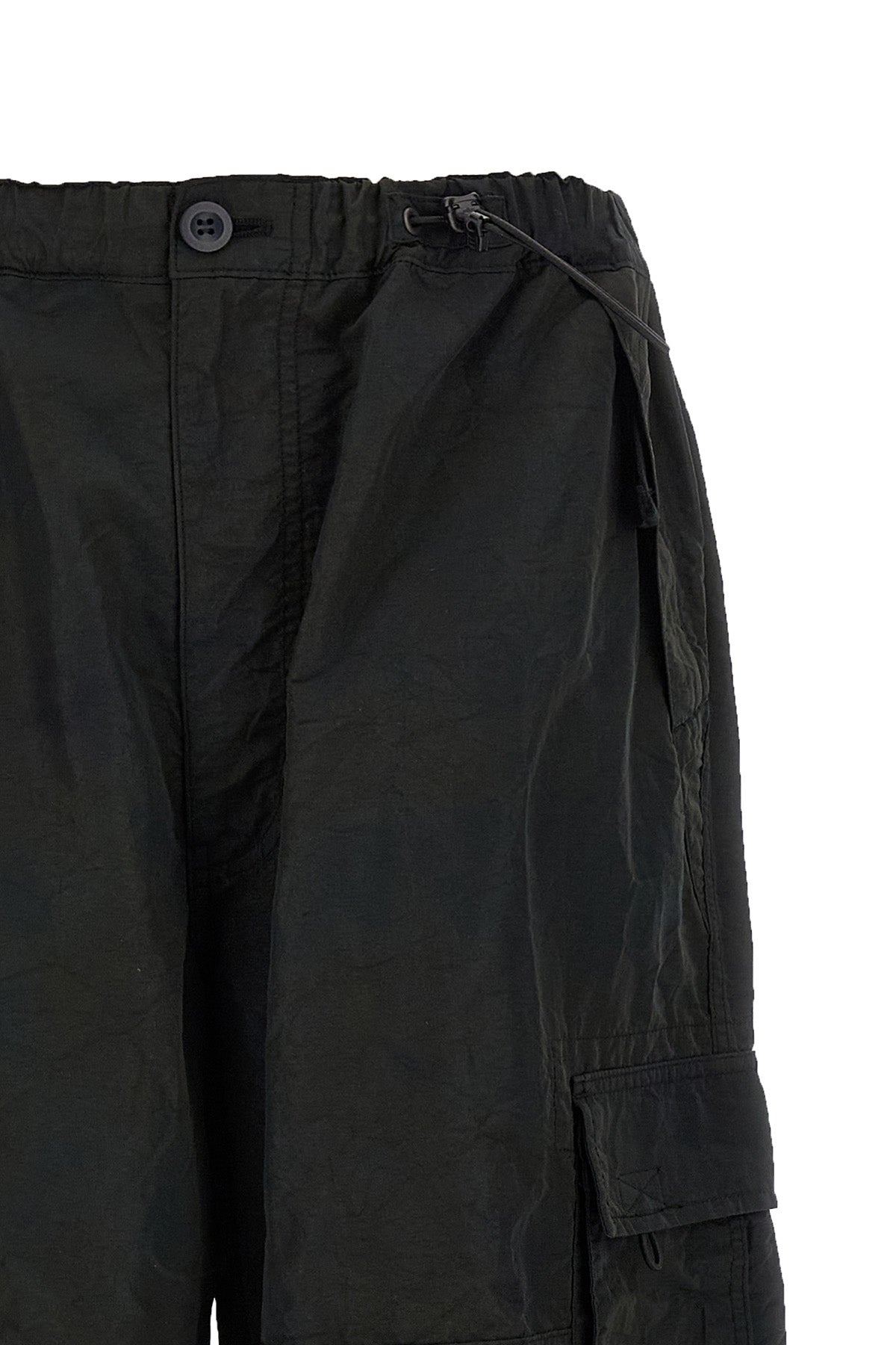 cargo pants in shiny wrinkled fabric