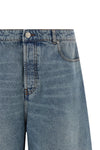 stone-washed cotton denim bermuda shorts
