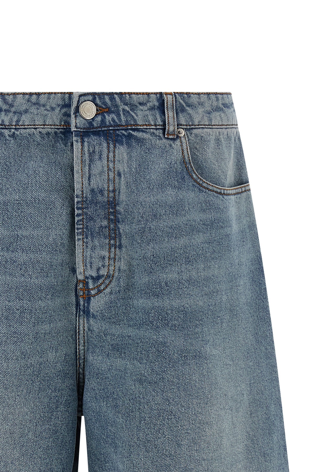 stone-washed cotton denim bermuda shorts