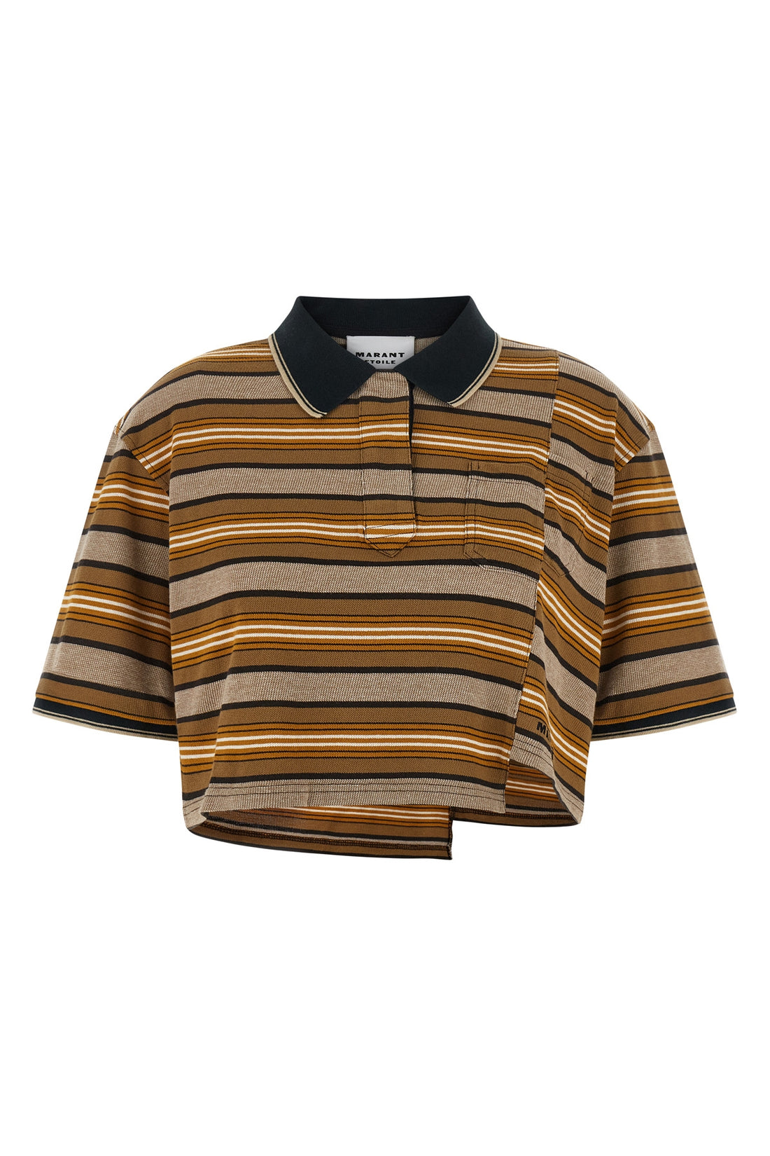 MARANT ETOILE 36 isalyne striped cotton piqué polo shirt