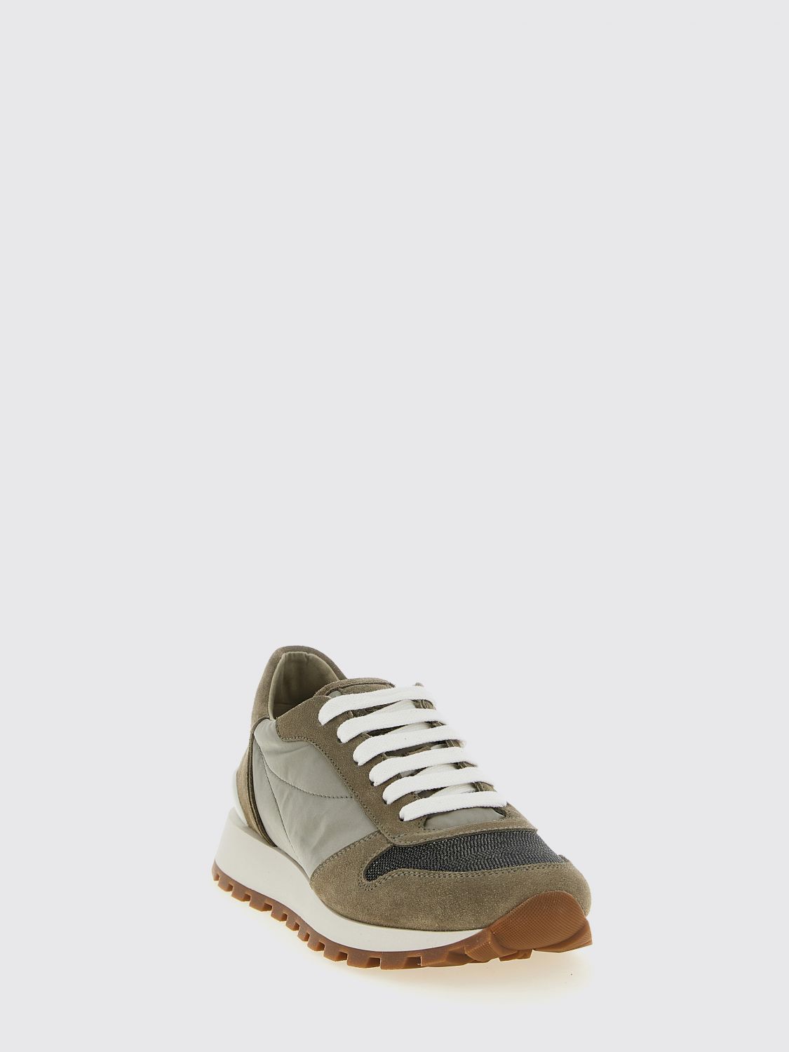 suede and nylon sneakers with monile