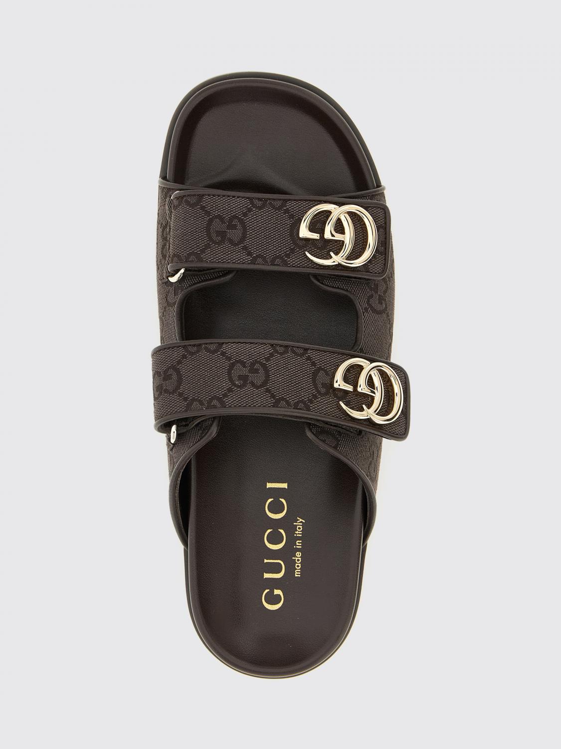 gg jacquard monogram canvas sandals