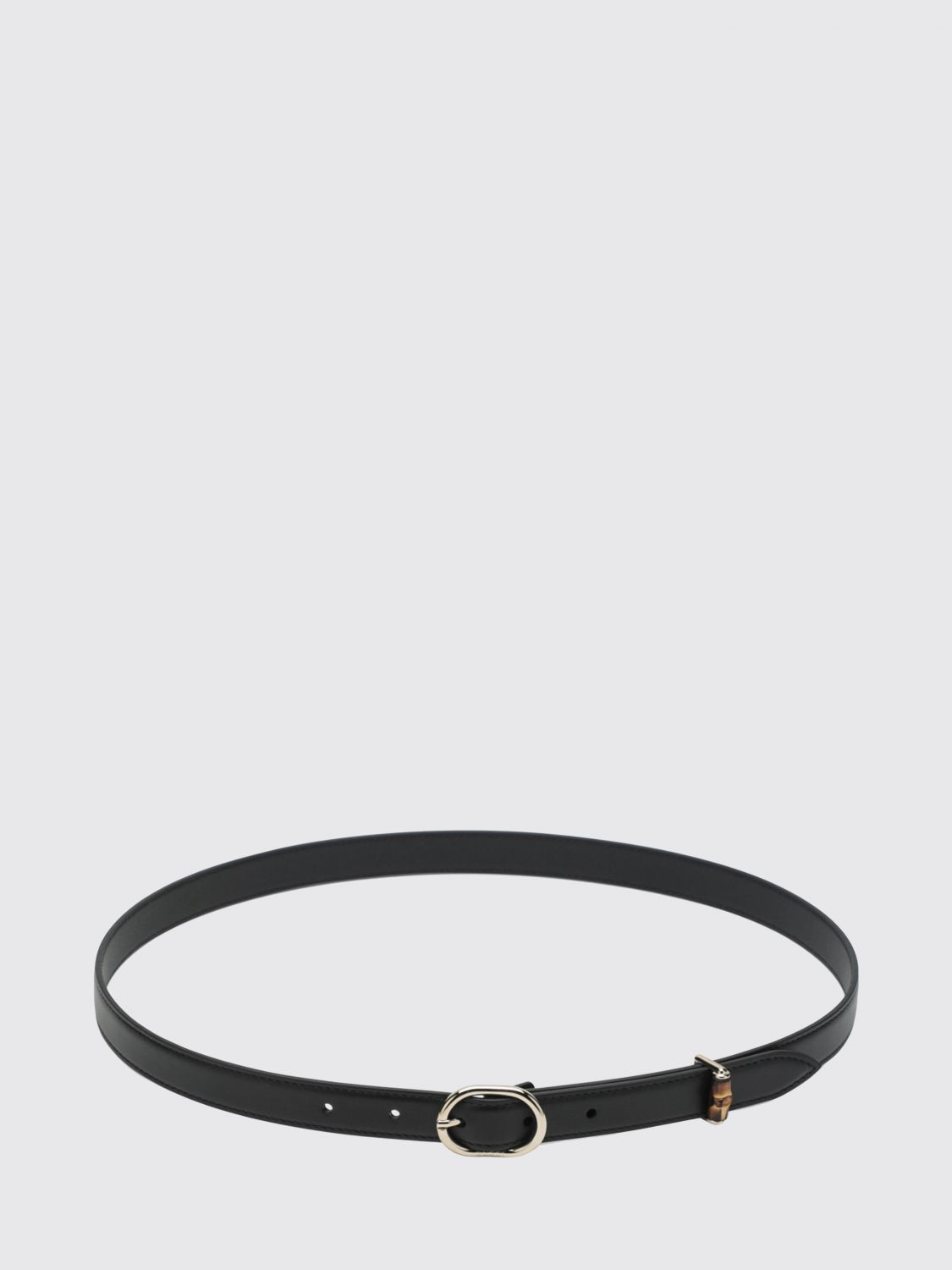 leather belt with oval buckle