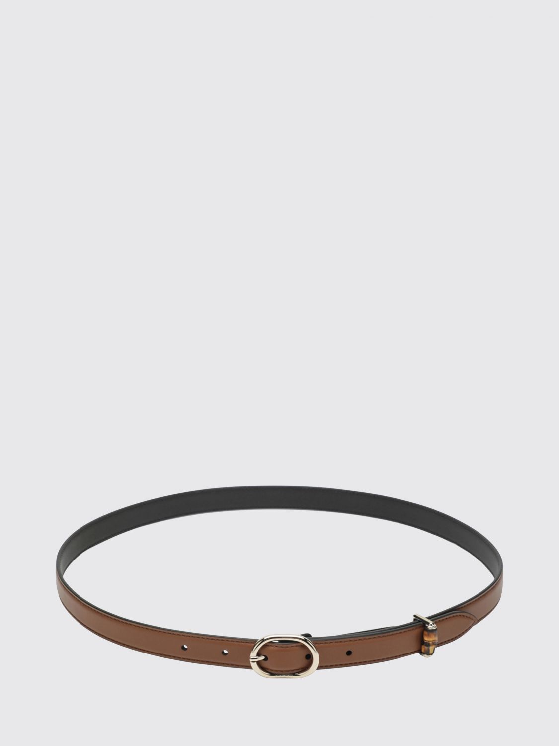 leather belt with oval buckle