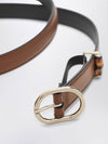 leather belt with oval buckle