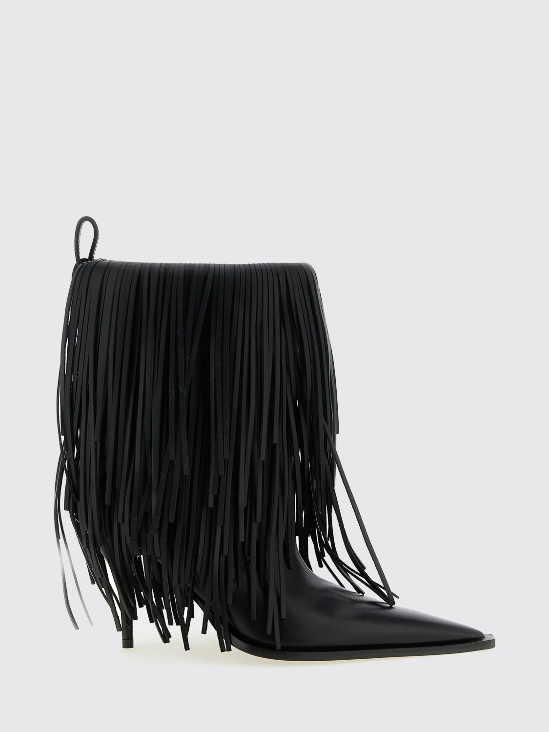 avenue leather ankle boots with fringes