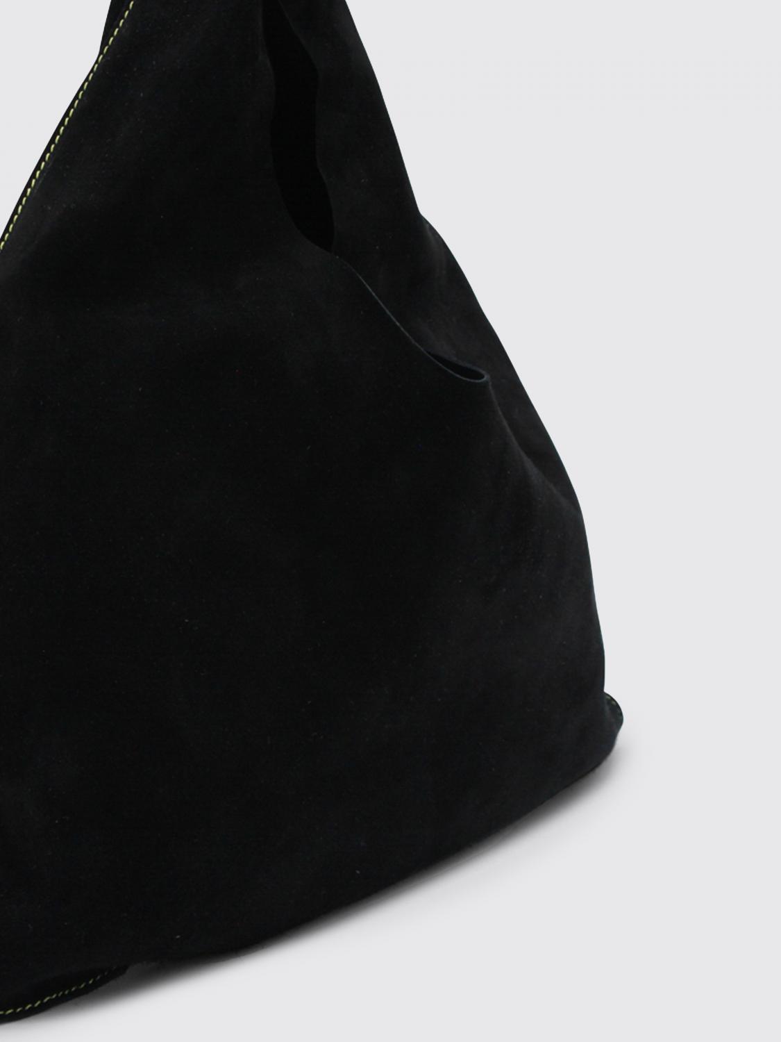 blind triangular suede bag
