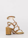 rockstud suede sandals with stones