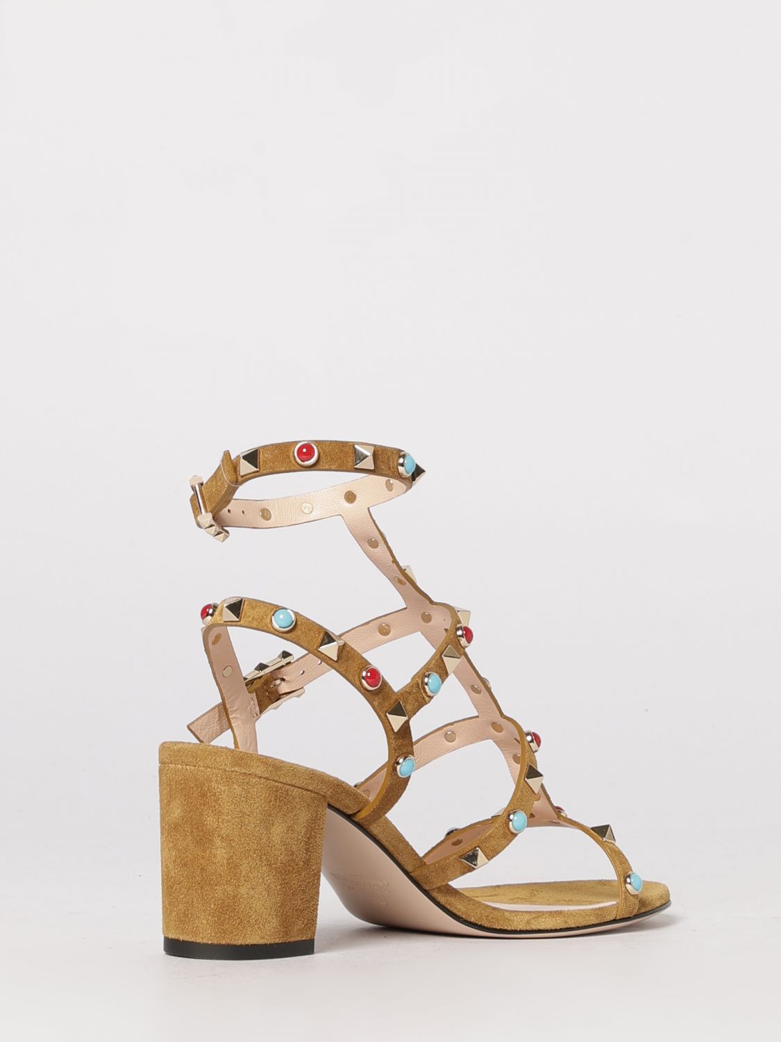 rockstud suede sandals with stones
