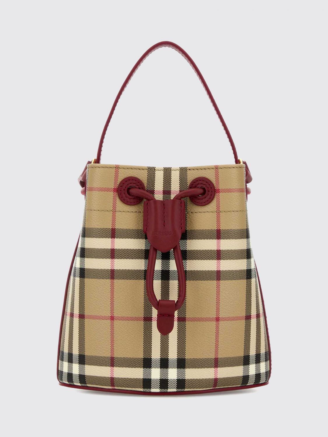vintage check coated cotton bucket bag