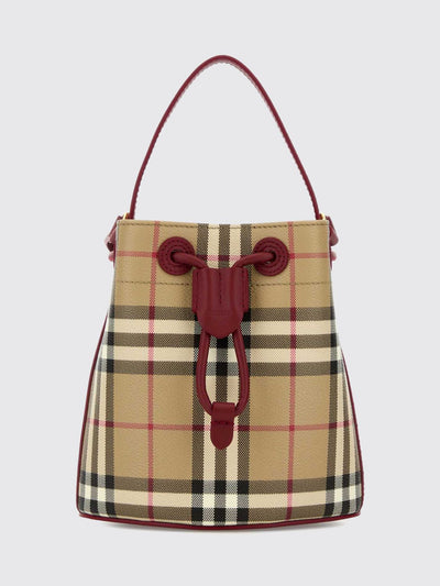 vintage check coated cotton bucket bag