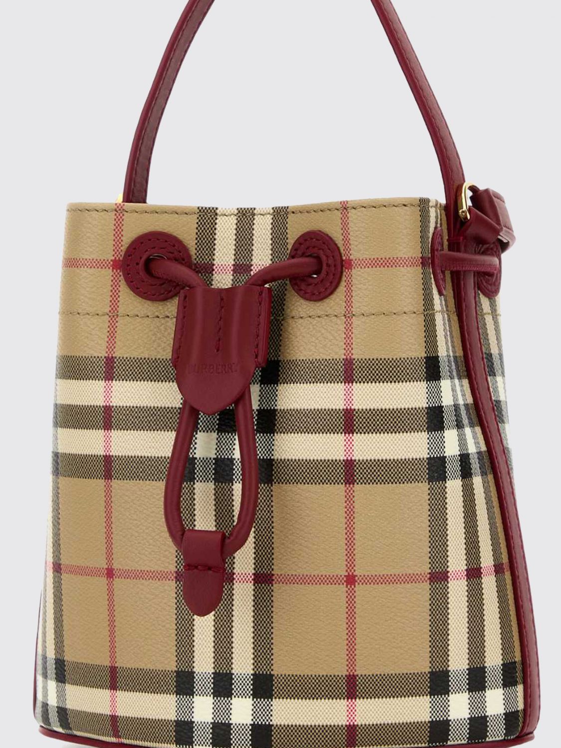 vintage check coated cotton bucket bag