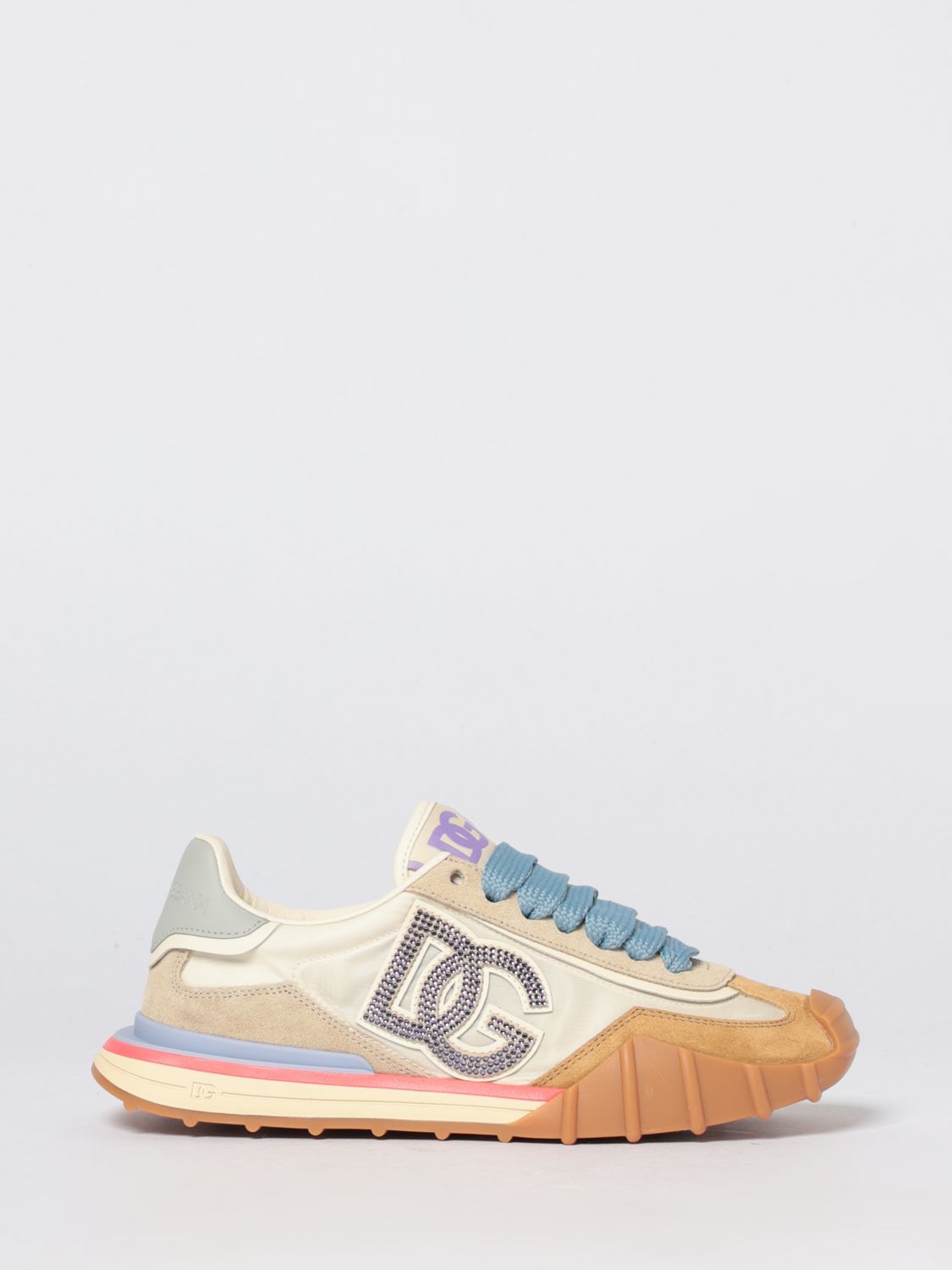 dg athletic sneakers in suede and nylon with rhinestones