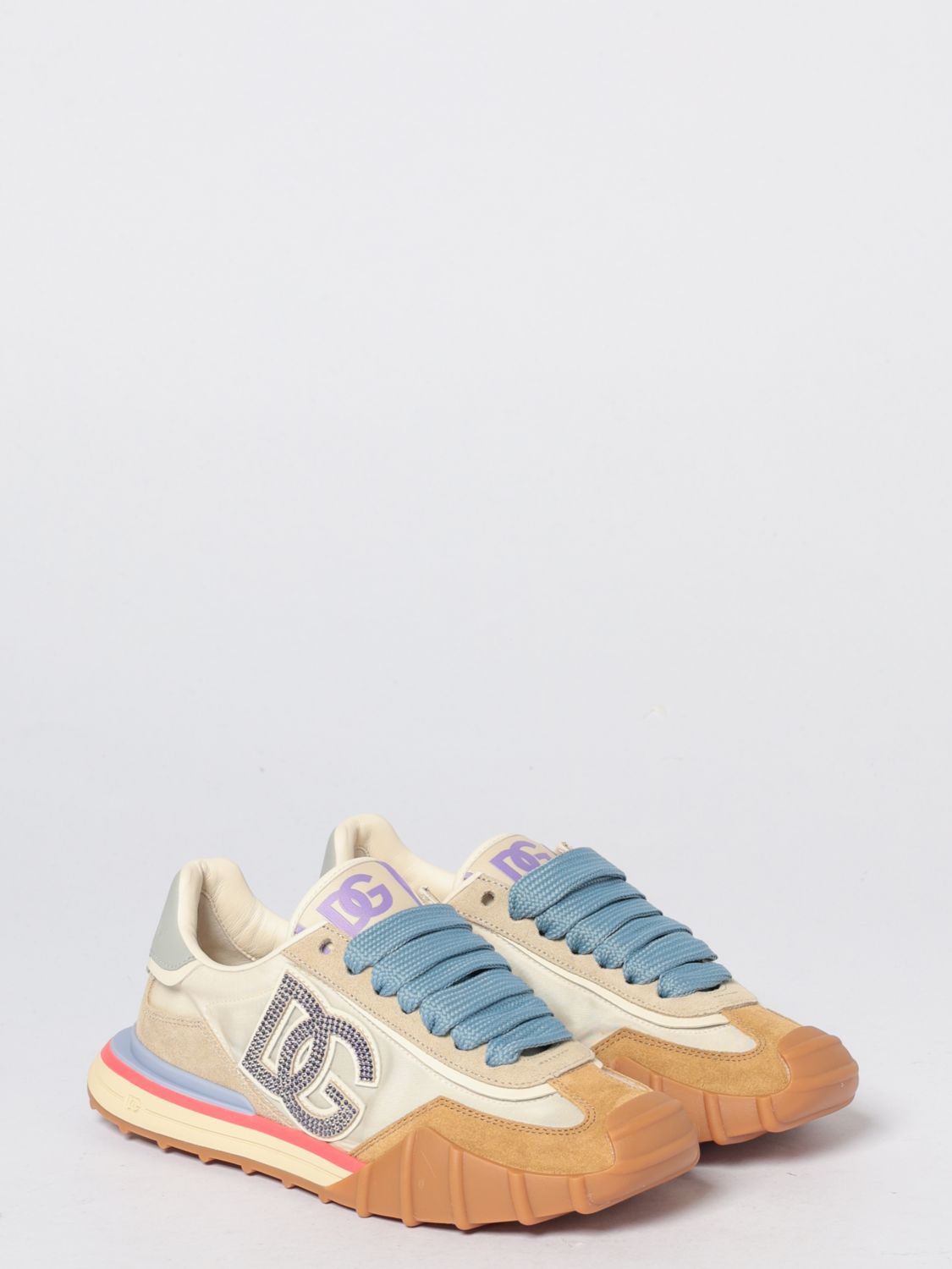 dg athletic sneakers in suede and nylon with rhinestones