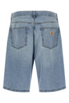 landon bermuda shorts in heavy heavy worn bleached wash cotton denim shorts