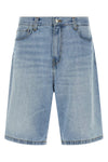 landon bermuda shorts in heavy heavy worn bleached wash cotton denim shorts