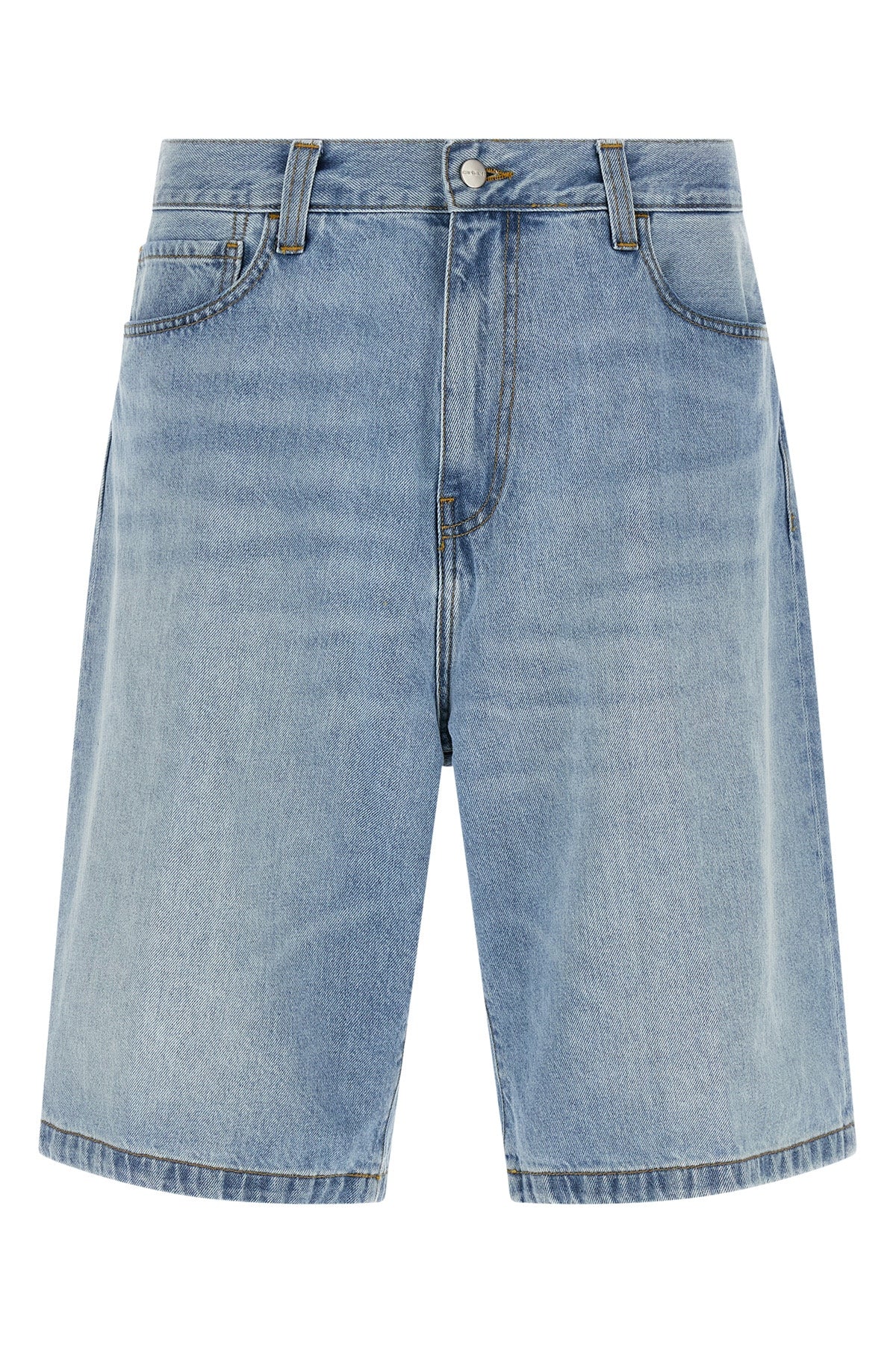 landon bermuda shorts in heavy heavy worn bleached wash cotton denim shorts