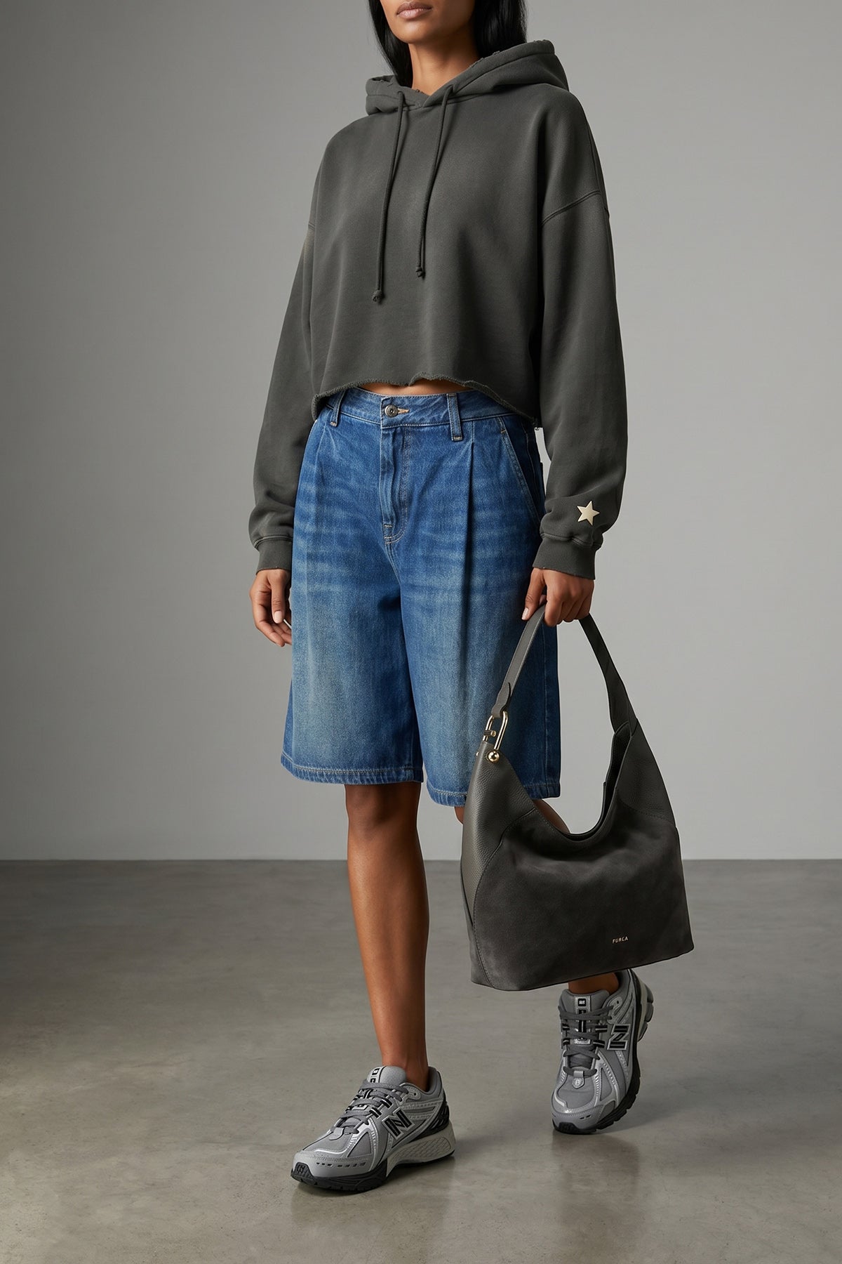 alta bermuda shorts in heavy cotton denim washed