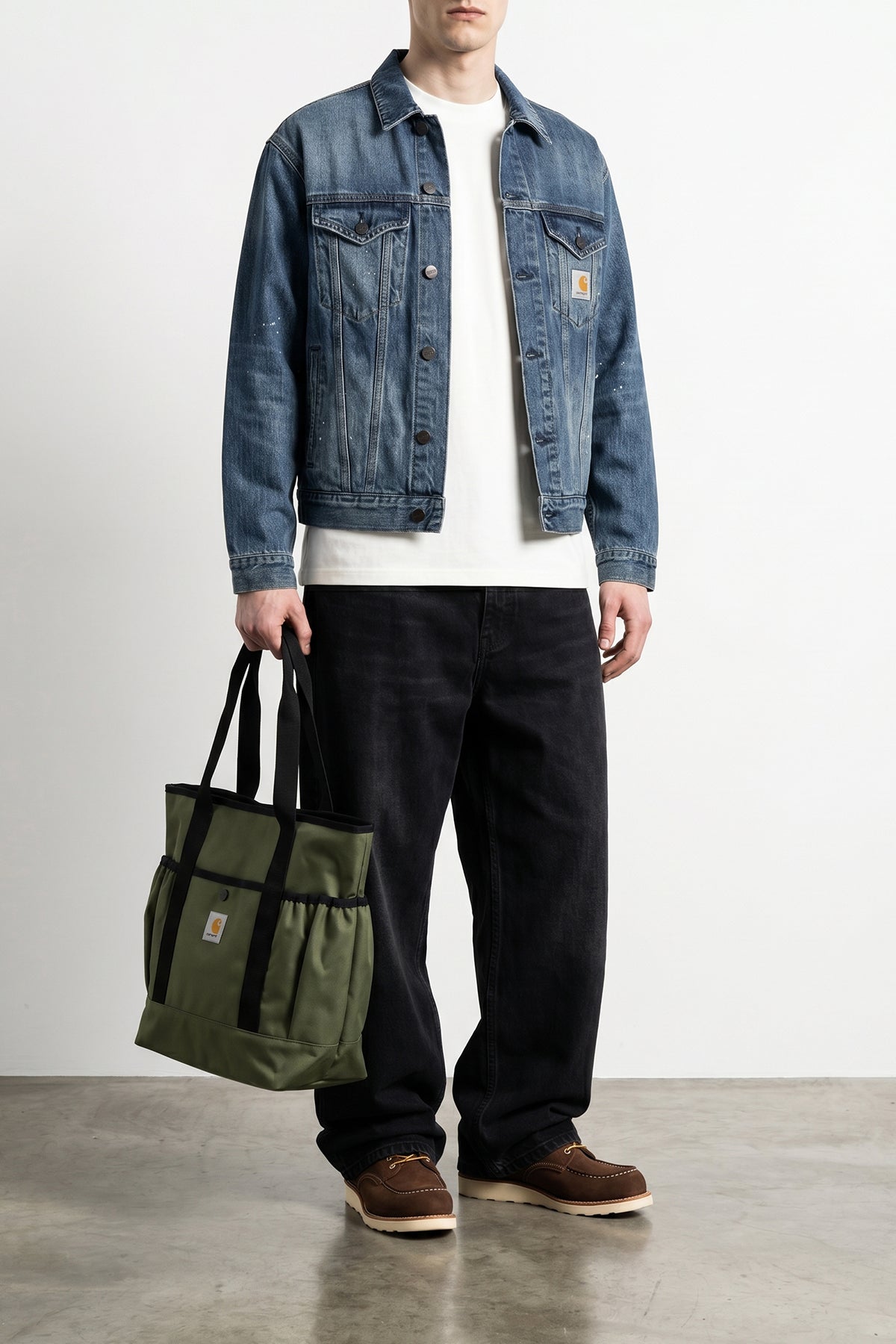 helston used effect cotton denim jacket